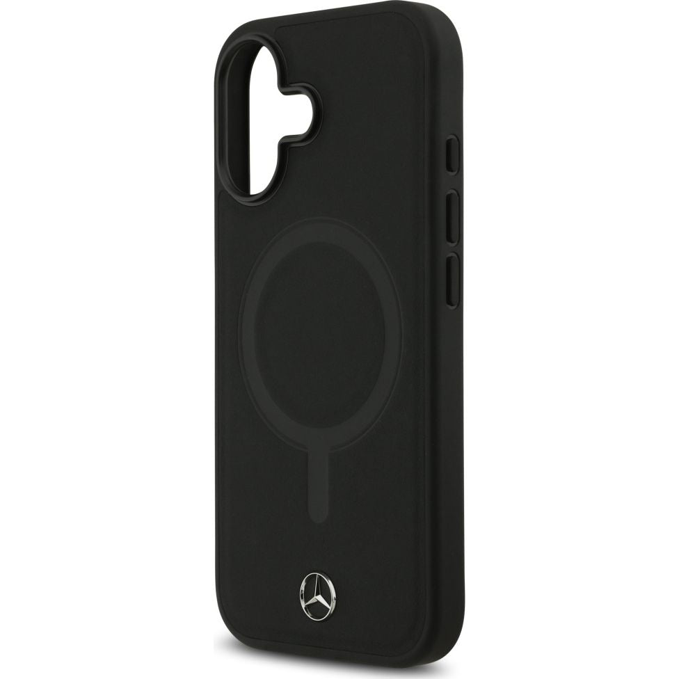 Handyhülle für iPhone 17, Mercedes-Benz Plain Smooth Leather mit MagSafe, Schwarz