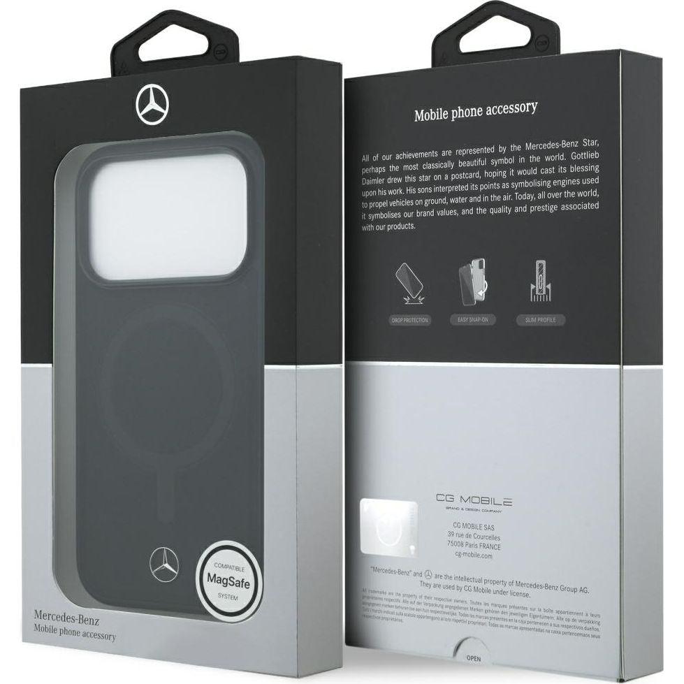 Handyhülle für iPhone 17 Pro, Mercedes-Benz Plain Smooth Leather mit MagSafe, Schwarz