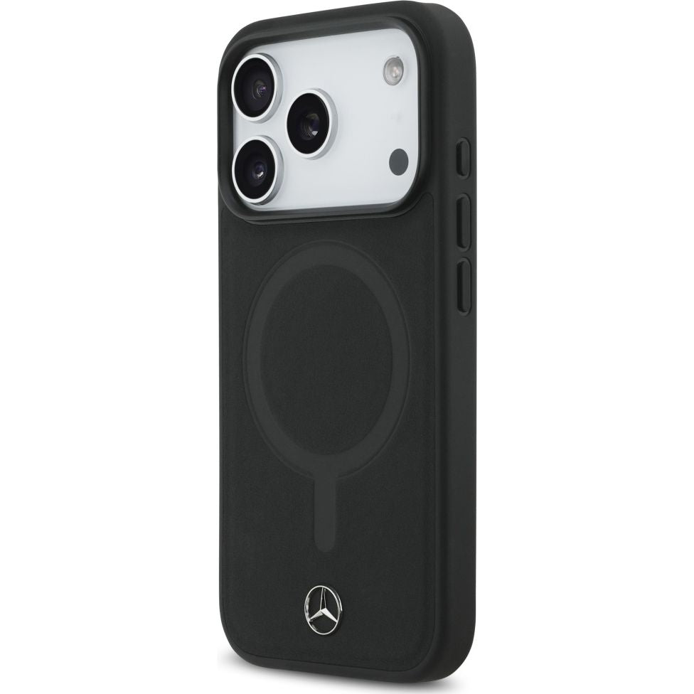 Handyhülle für iPhone 17 Pro, Mercedes-Benz Plain Smooth Leather mit MagSafe, Schwarz