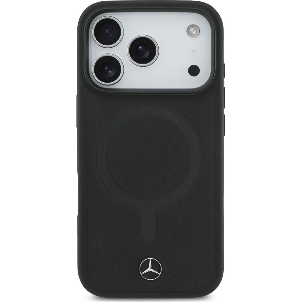 Handyhülle für iPhone 17 Pro, Mercedes-Benz Plain Smooth Leather mit MagSafe, Schwarz