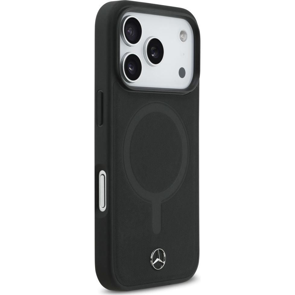 Handyhülle für iPhone 17 Pro, Mercedes-Benz Plain Smooth Leather mit MagSafe, Schwarz