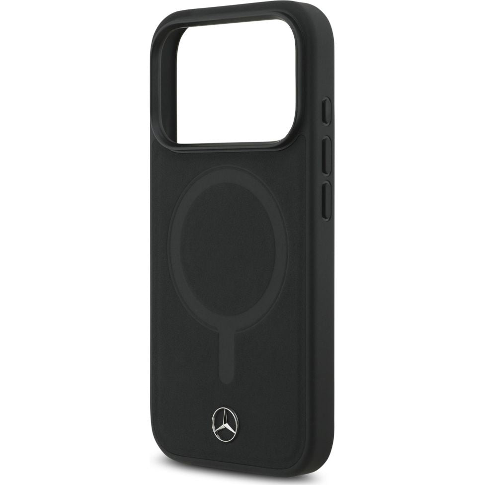 Handyhülle für iPhone 17 Pro, Mercedes-Benz Plain Smooth Leather mit MagSafe, Schwarz