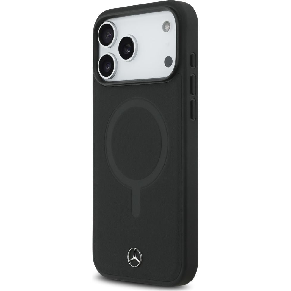 Handyhülle für iPhone 17 Pro Max, Mercedes-Benz Plain Smooth Leather mit MagSafe, Schwarz