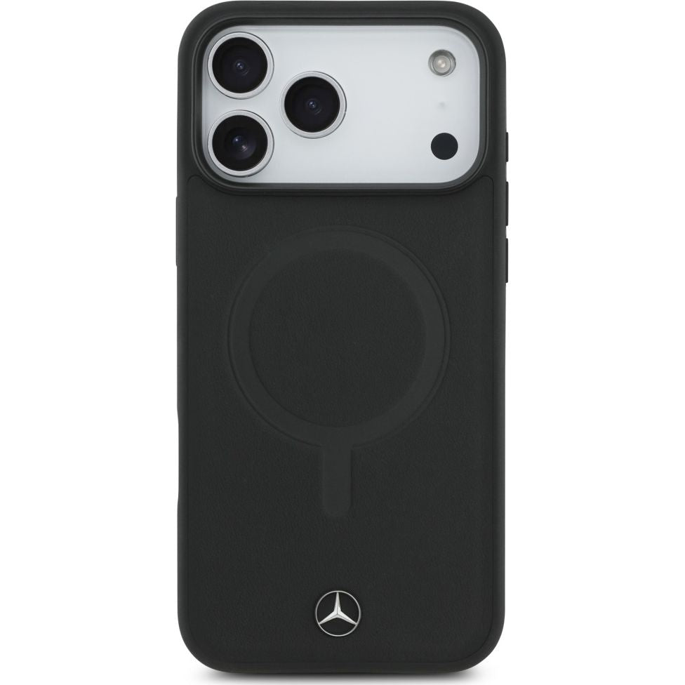 Handyhülle für iPhone 17 Pro Max, Mercedes-Benz Plain Smooth Leather mit MagSafe, Schwarz