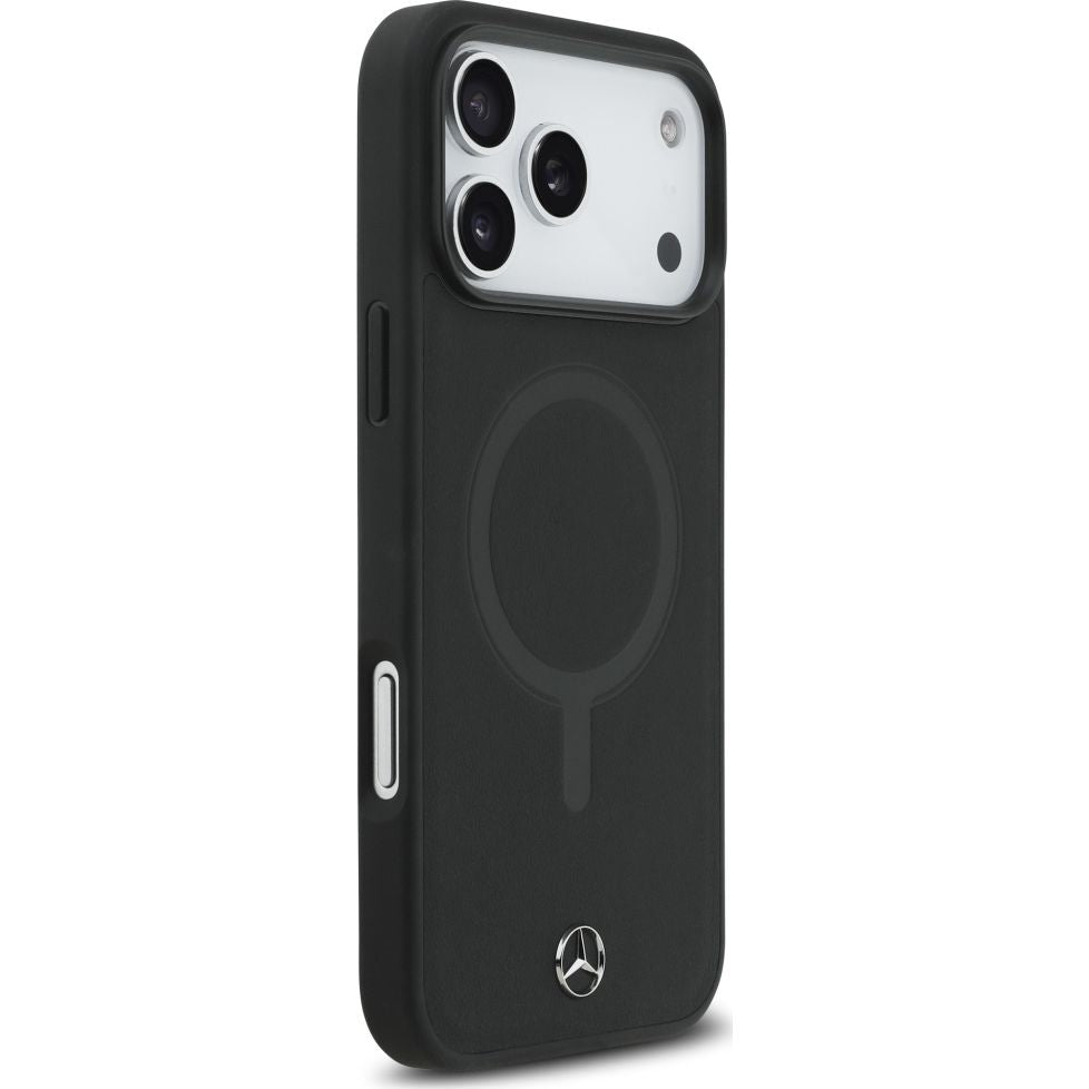 Handyhülle für iPhone 17 Pro Max, Mercedes-Benz Plain Smooth Leather mit MagSafe, Schwarz