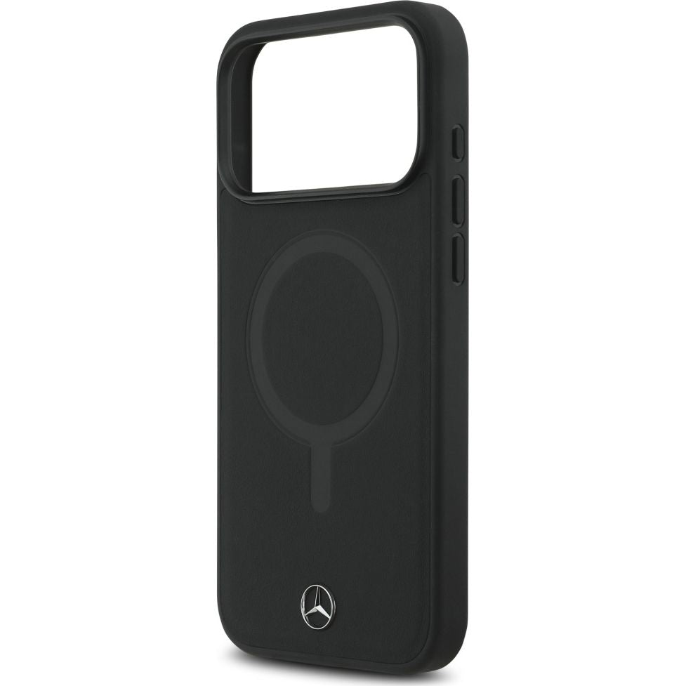 Handyhülle für iPhone 17 Pro Max, Mercedes-Benz Plain Smooth Leather mit MagSafe, Schwarz