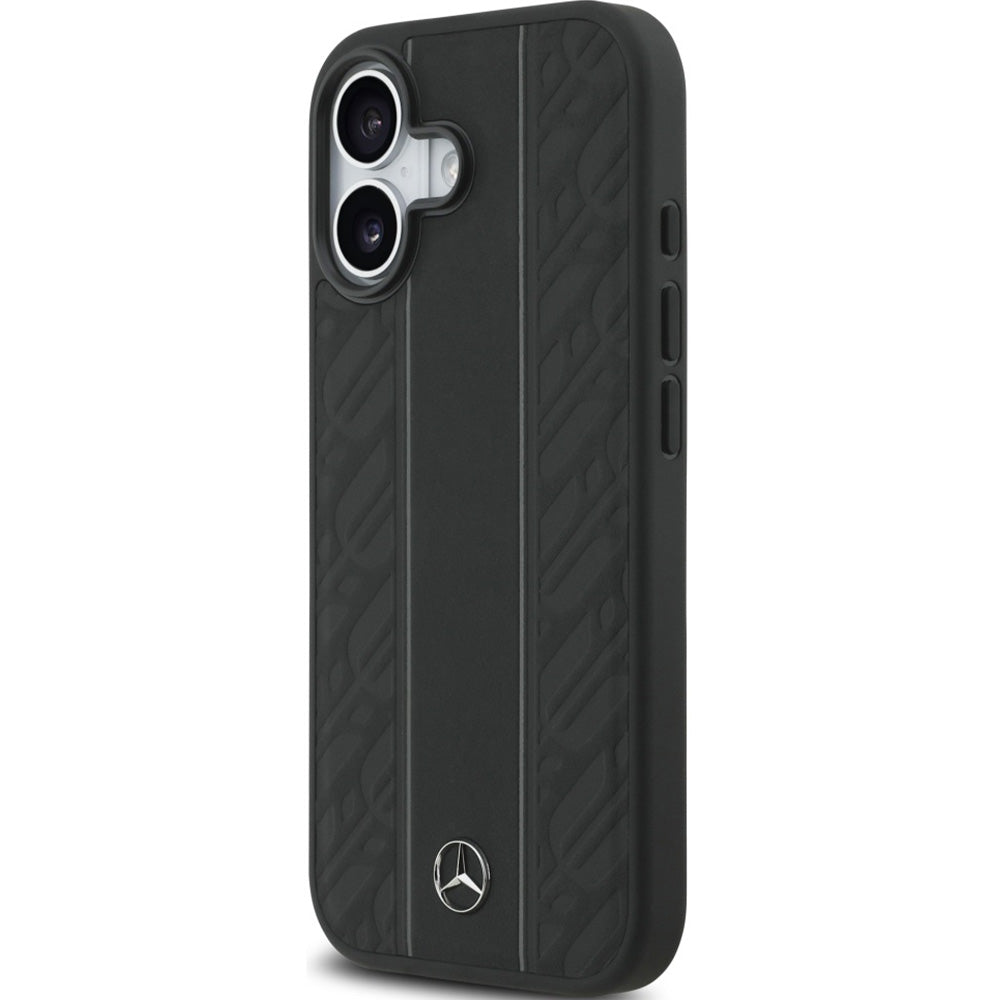 Handyhülle für iPhone 17, Mercedes-Benz Leather Laurel Leaves Stripes mit MagSafe, Schwarz