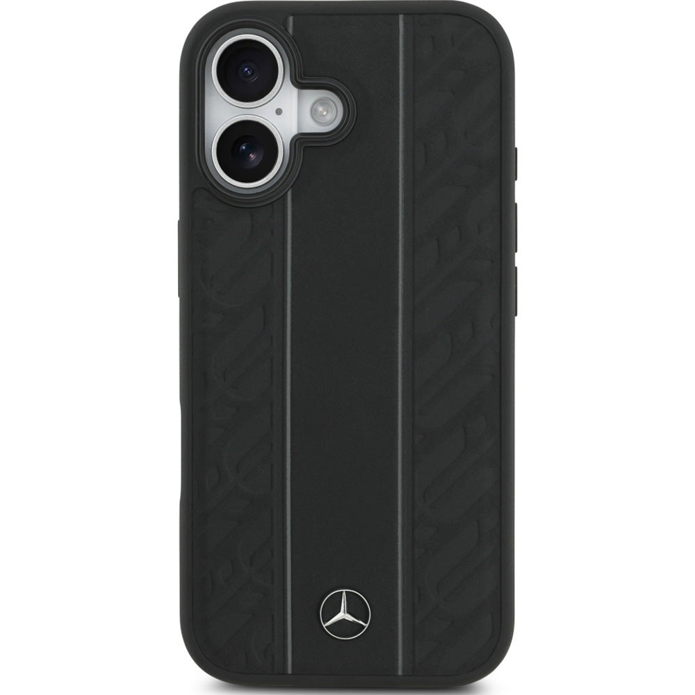 Handyhülle für iPhone 17, Mercedes-Benz Leather Laurel Leaves Stripes mit MagSafe, Schwarz