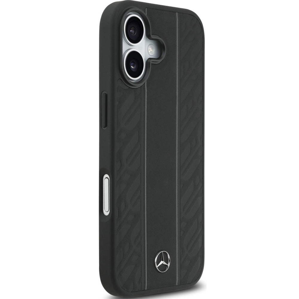 Handyhülle für iPhone 17, Mercedes-Benz Leather Laurel Leaves Stripes mit MagSafe, Schwarz
