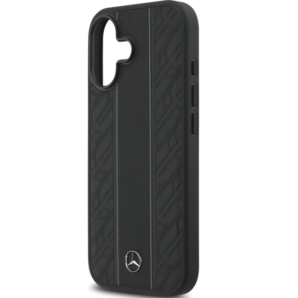 Handyhülle für iPhone 17, Mercedes-Benz Leather Laurel Leaves Stripes mit MagSafe, Schwarz