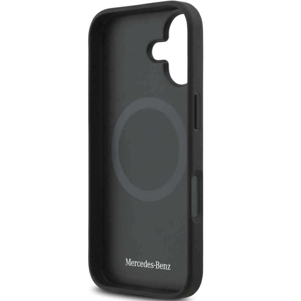 Handyhülle für iPhone 17, Mercedes-Benz Leather Laurel Leaves Stripes mit MagSafe, Schwarz