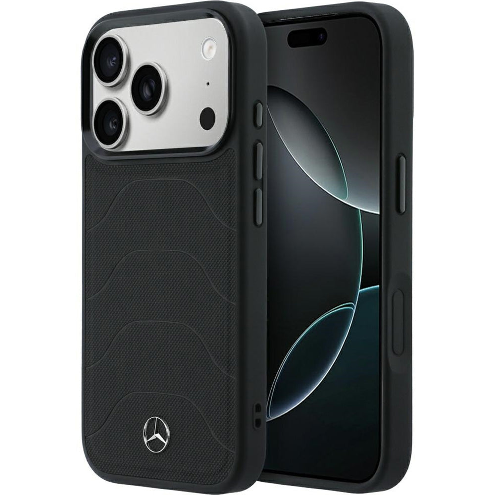 Handyhülle für iPhone 18 Pro / 17 Pro, Mercedes-Benz Leather Mesh Bow Line mit MagSafe, Schwarz (1/8)