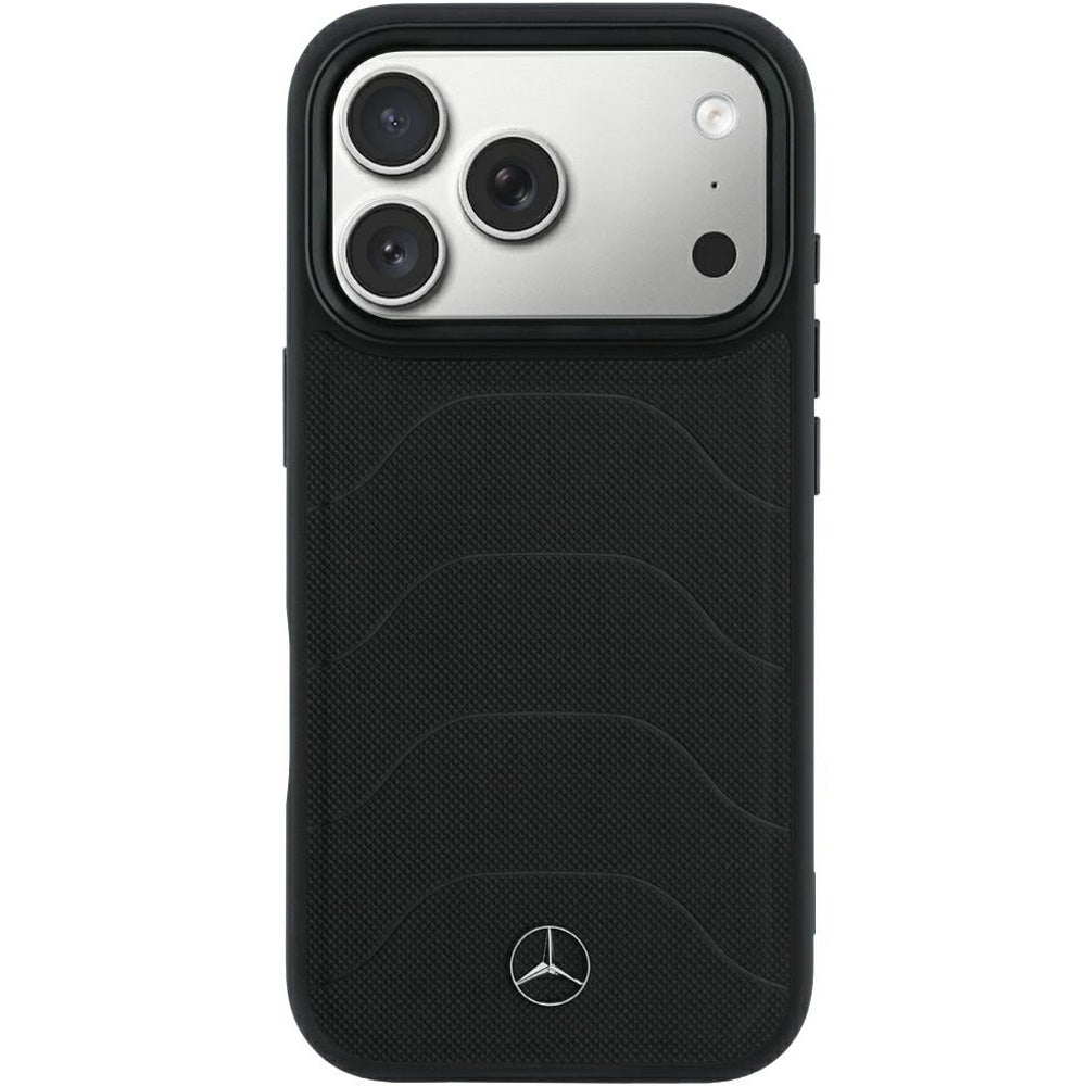 Handyhülle für iPhone 18 Pro / 17 Pro, Mercedes-Benz Leather Mesh Bow Line mit MagSafe, Schwarz (3/8)