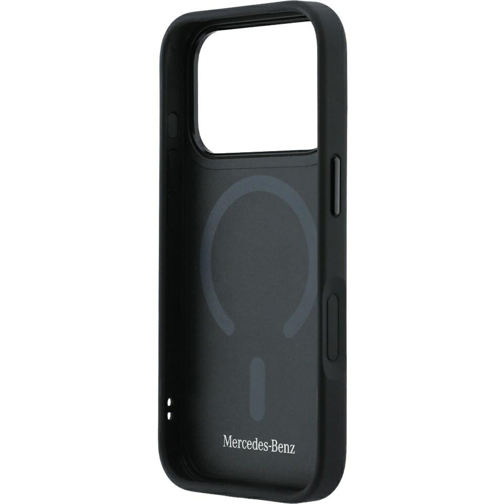 Handyhülle für iPhone 18 Pro Max / 17 Pro Max, Mercedes-Benz Leather Mesh Bow Line mit MagSafe, Schwarz (7/8)