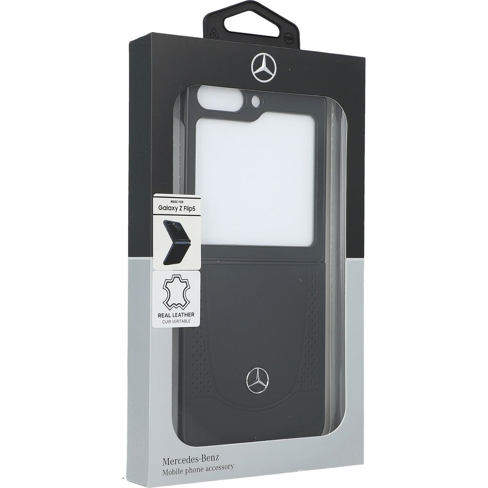 Schutzhülle Mercedes-Benz HardCase Leather für Samsung Galaxy Z Flip5, schwarz