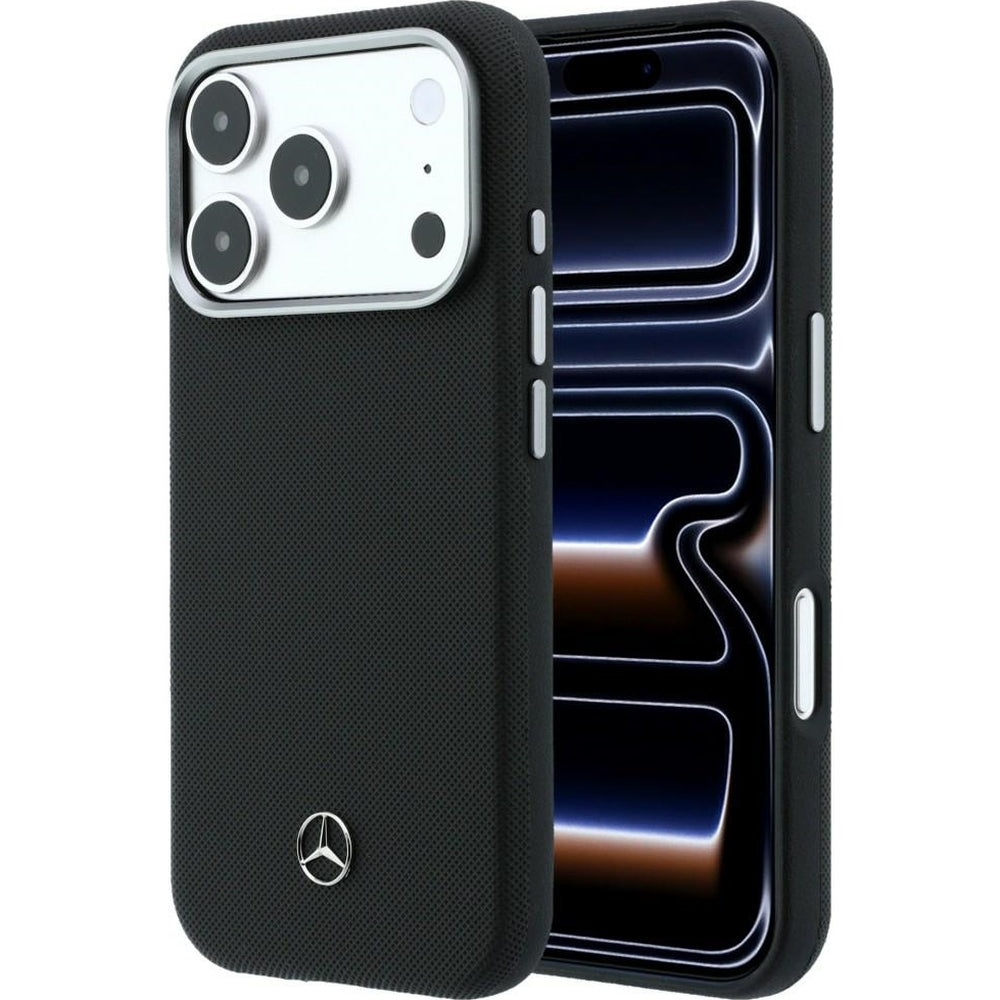 Handyhülle für iPhone 17 Pro, Mercedes-Benz Leather Semi Wrap Grill Pattern MagSafe, Schwarz