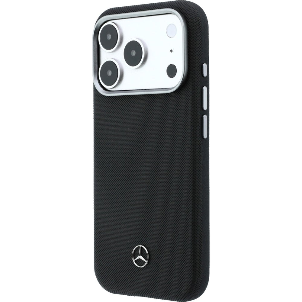 Handyhülle für iPhone 17 Pro, Mercedes-Benz Leather Semi Wrap Grill Pattern MagSafe, Schwarz