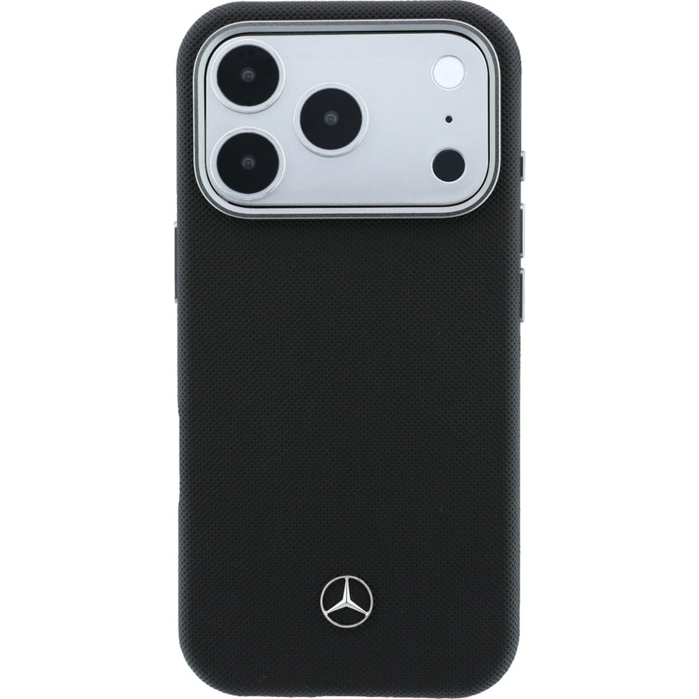 Handyhülle für iPhone 17 Pro, Mercedes-Benz Leather Semi Wrap Grill Pattern MagSafe, Schwarz