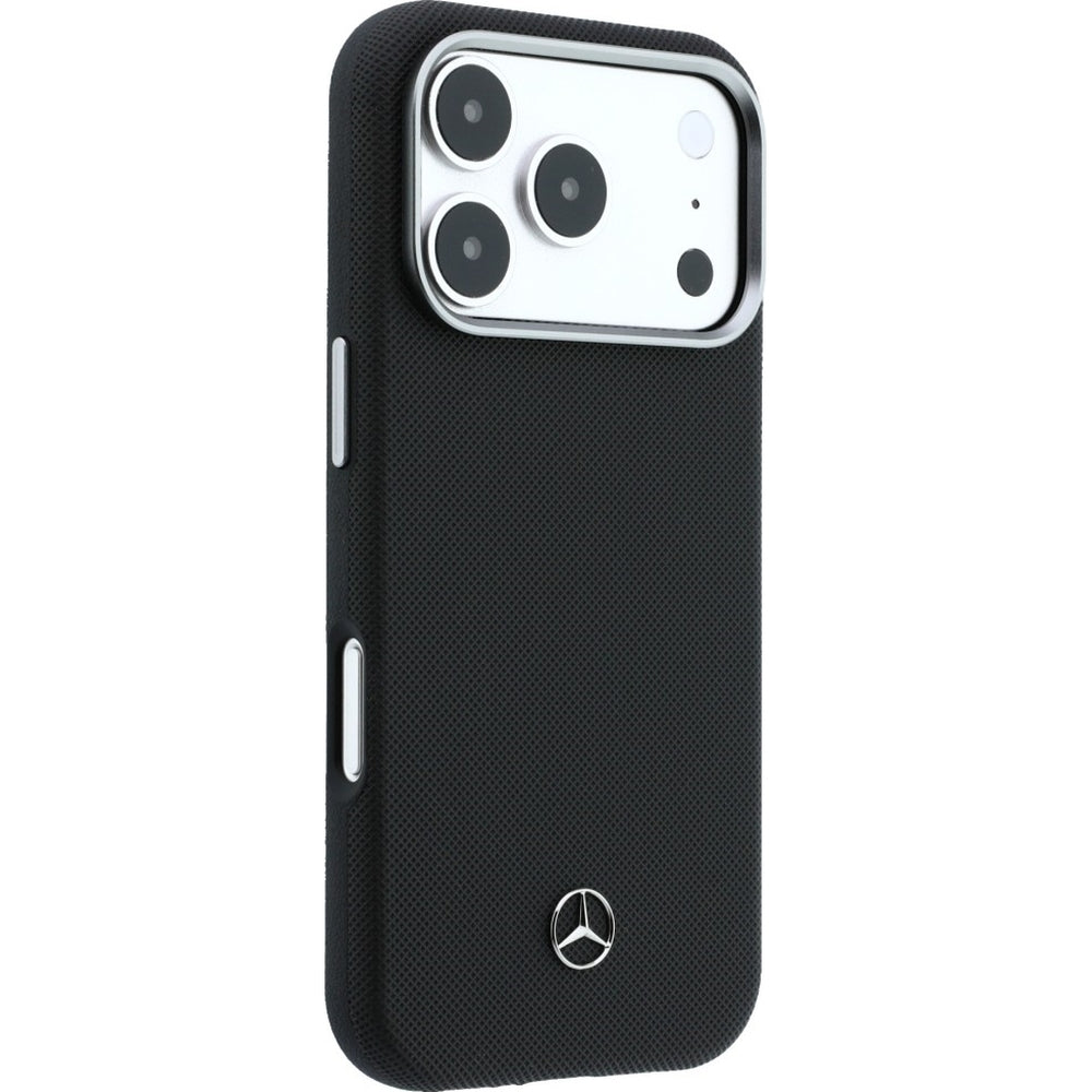 Handyhülle für iPhone 17 Pro, Mercedes-Benz Leather Semi Wrap Grill Pattern MagSafe, Schwarz