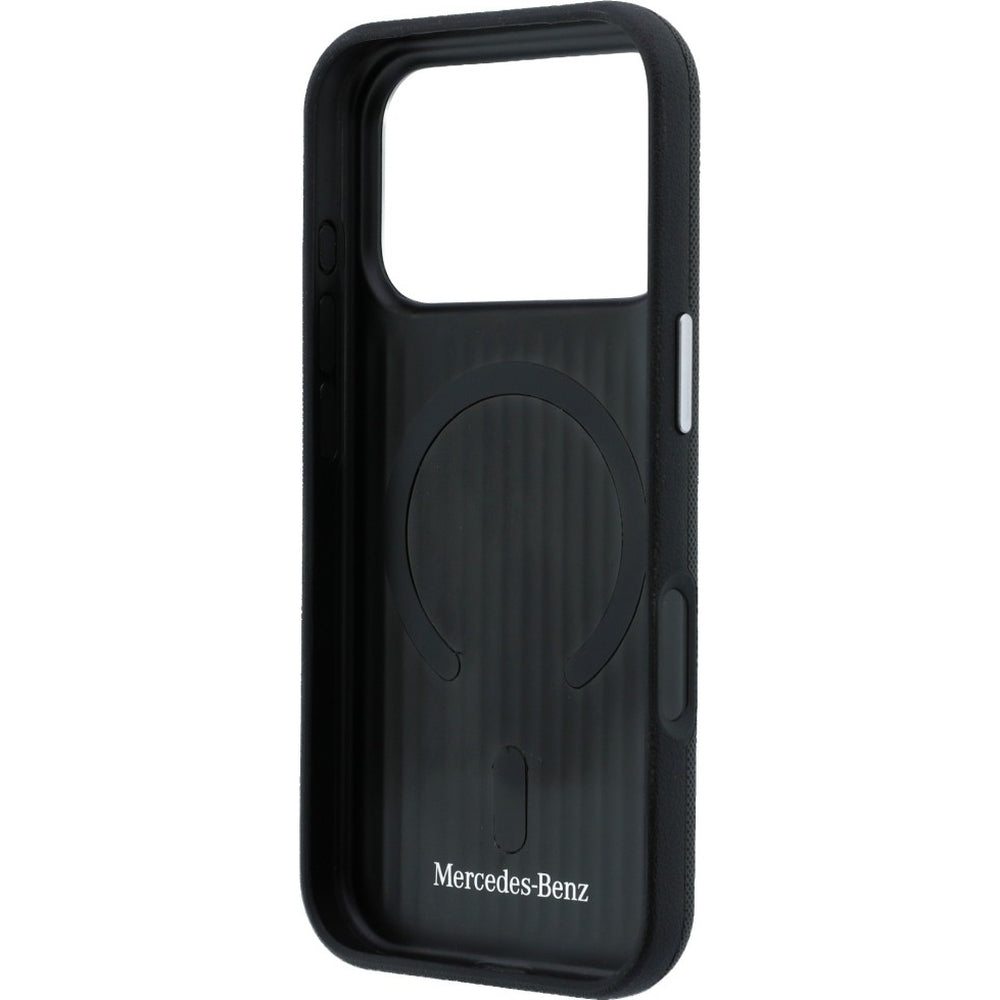 Handyhülle für iPhone 17 Pro, Mercedes-Benz Leather Semi Wrap Grill Pattern MagSafe, Schwarz