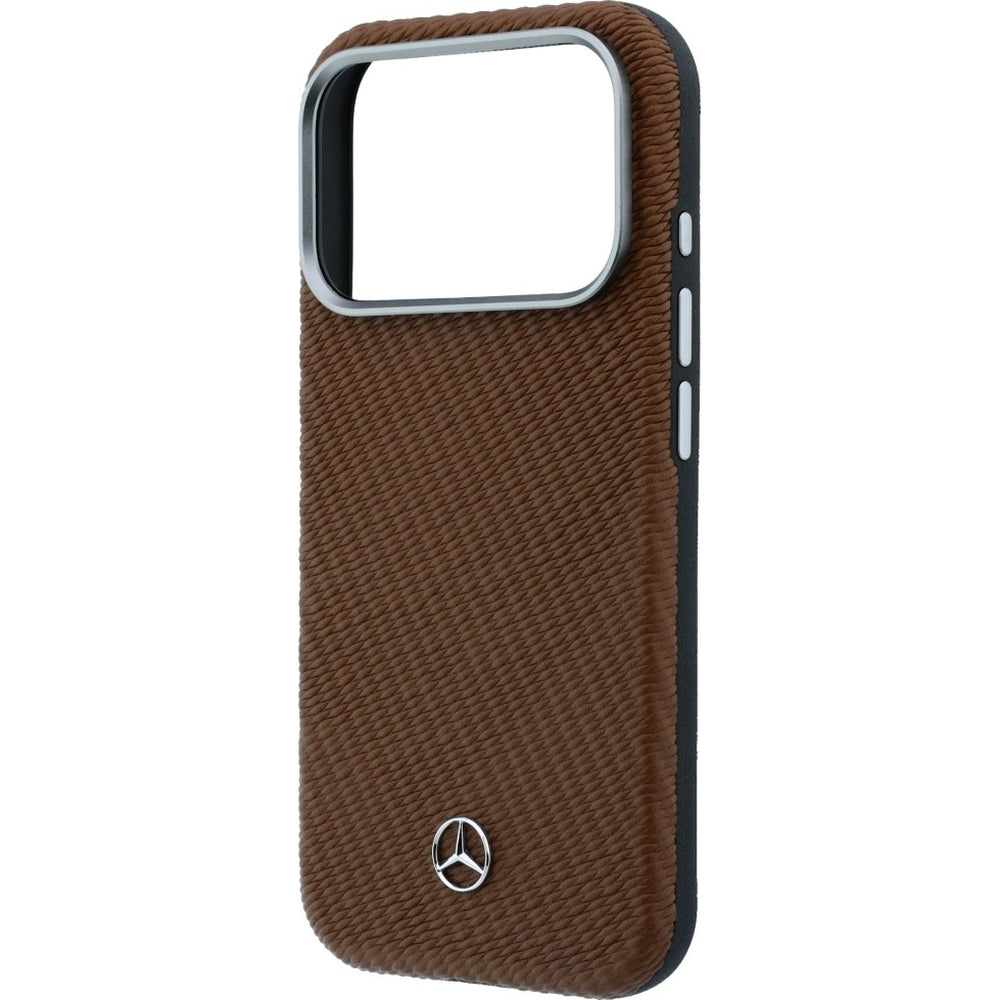 Handyhülle für iPhone 17 Pro Max, Mercedes-Benz Leather Semi Wrap Wood Effect MagSafe, Braun