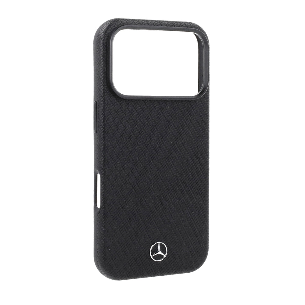 Handyhülle für iPhone 18 Pro / 17 Pro, Mercedes Leather Semi Wrap Wood Effect mit MagSafe, Schwarz (3/5)