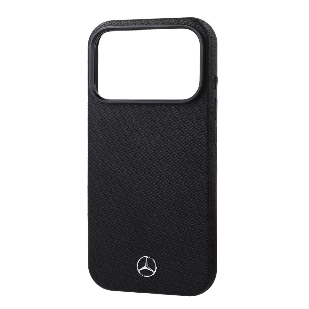 Handyhülle für iPhone 18 Pro / 17 Pro, Mercedes Leather Semi Wrap Wood Effect mit MagSafe, Schwarz (4/5)