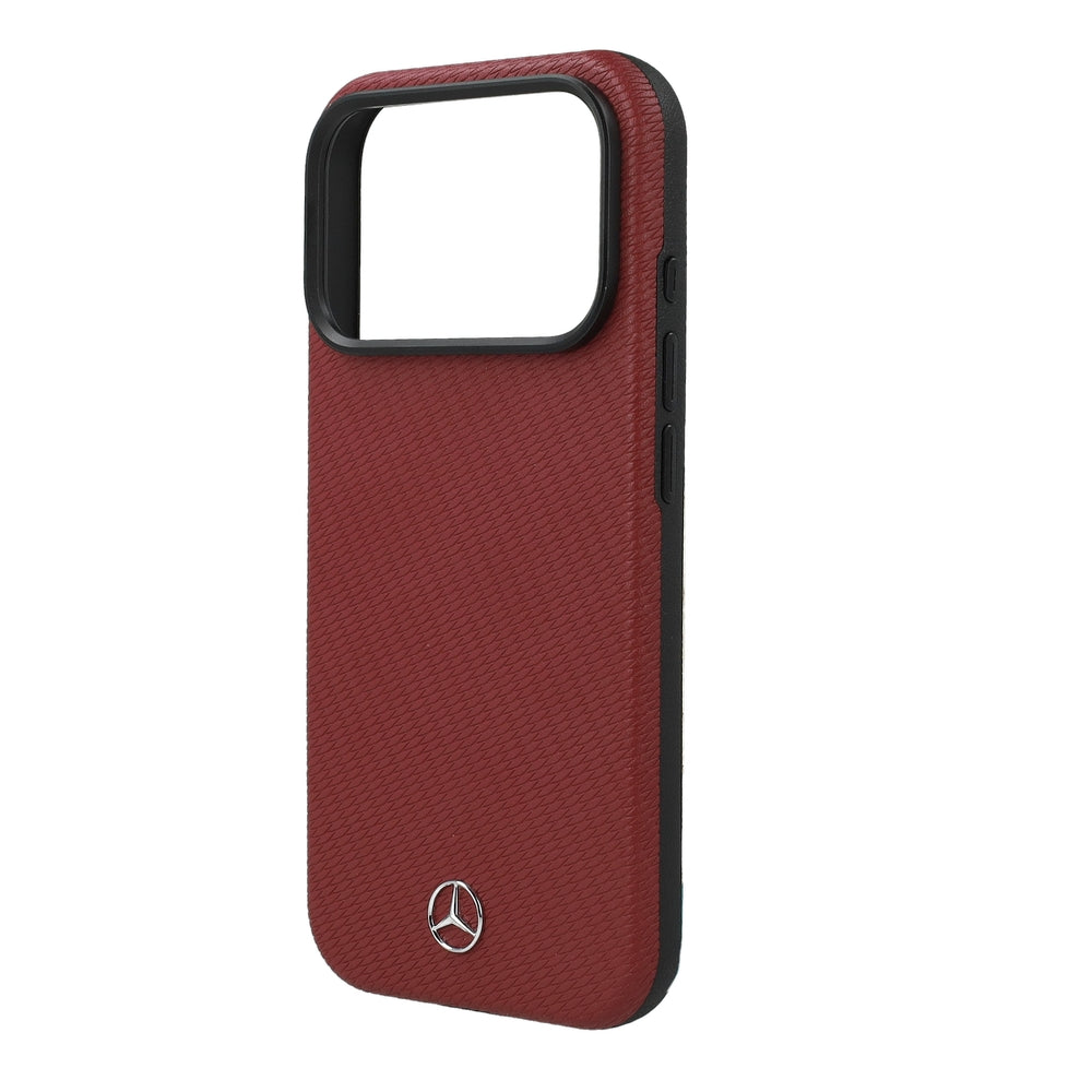 Handyhülle für iPhone 18 Pro / 17 Pro, Mercedes Leather Semi Wrap Wood Effect mit MagSafe, Burgunderrot (3/5)
