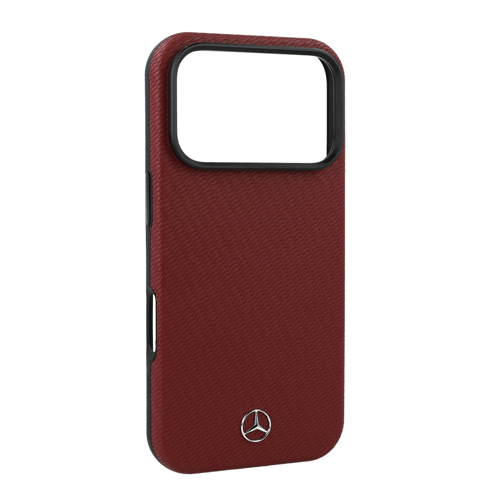 Handyhülle für iPhone 18 Pro Max / 17 Pro Max, Mercedes Leather Semi Wrap Wood Effect mit MagSafe, Burgunderrot (2/5)