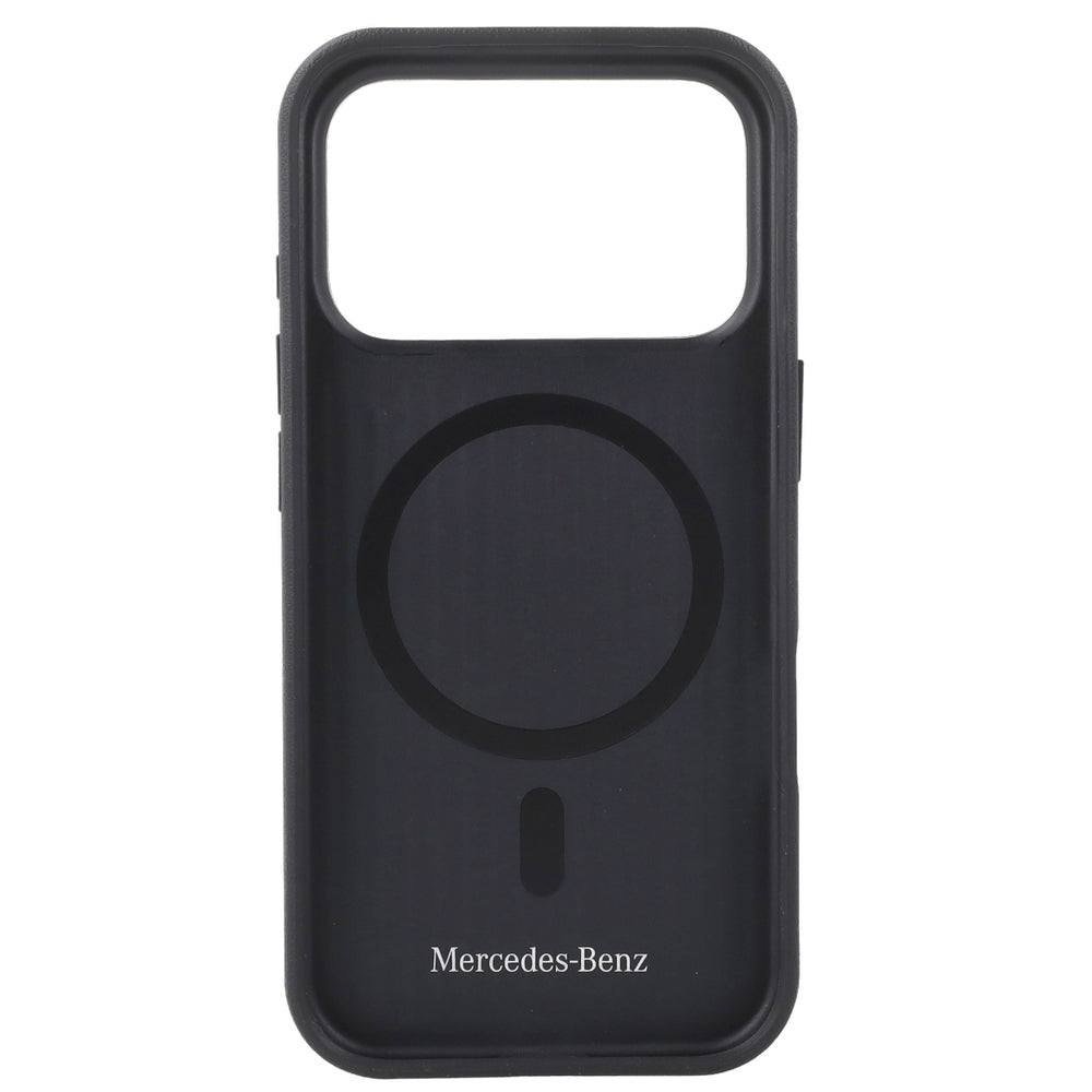 Handyhülle für iPhone 18 Pro Max / 17 Pro Max, Mercedes Leather Semi Wrap Wood Effect mit MagSafe, Schwarz (5/5)