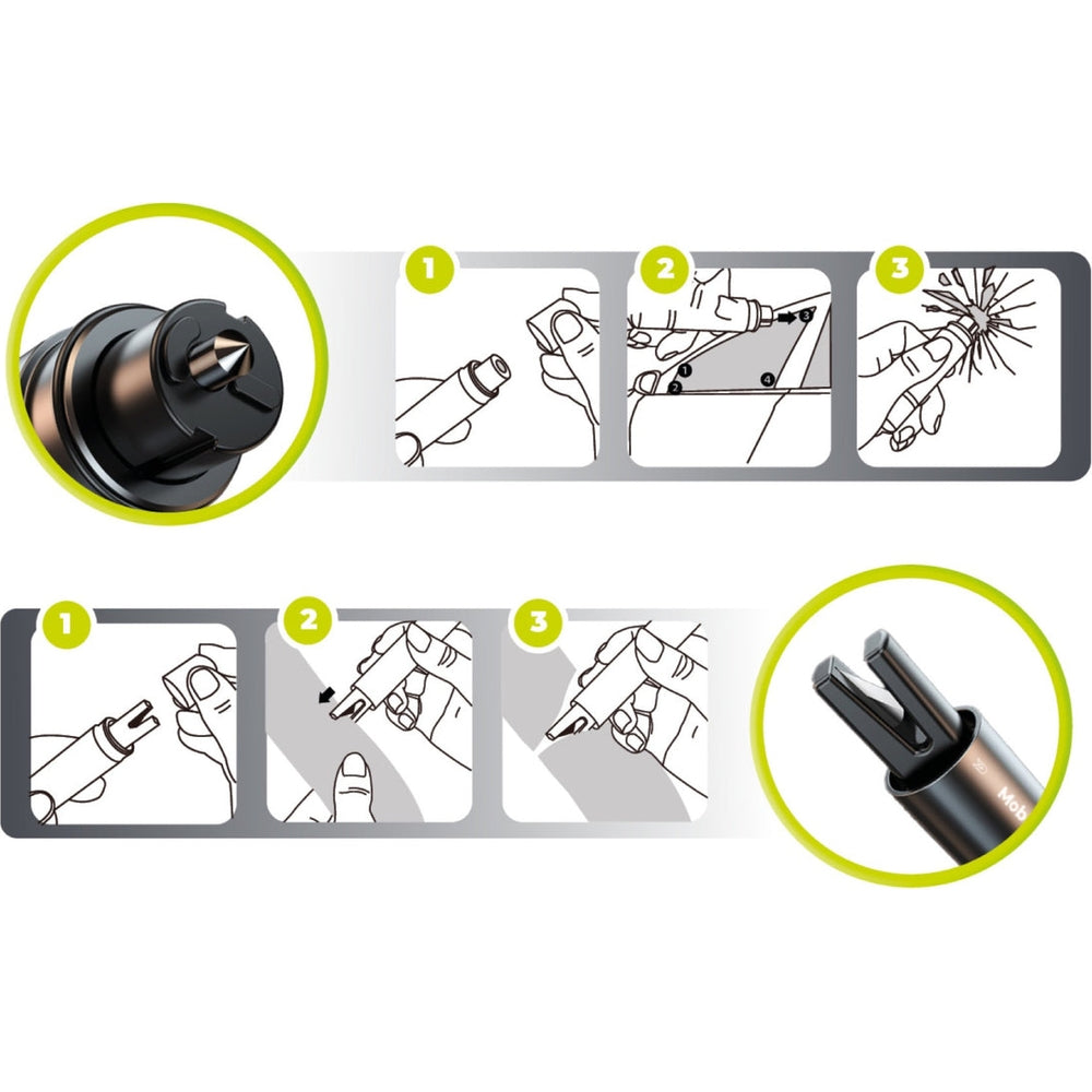 Autosicherheitshammer 2-in-1, Mobile Origin Car Safety Hammer CA29, Schwarz
