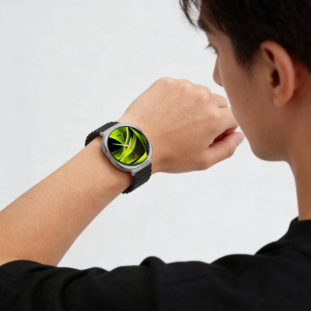 Silikonband für Galaxy Watch 8 40 / 44 / 46 mm Mobile Origin Easy Strap, Schwarz