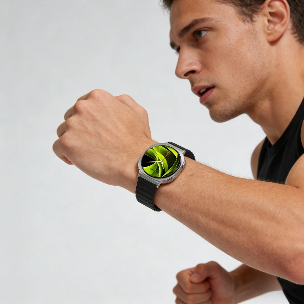 Silikonband für Galaxy Watch 8 40 / 44 / 46 mm Mobile Origin Easy Strap, Schwarz