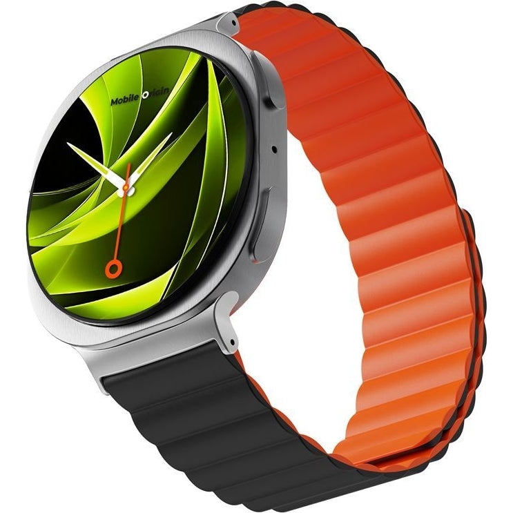 Silikonband für Galaxy Watch 8 40 / 44 / 46 mm Mobile Origin Easy Strap, Schwarz, Orange