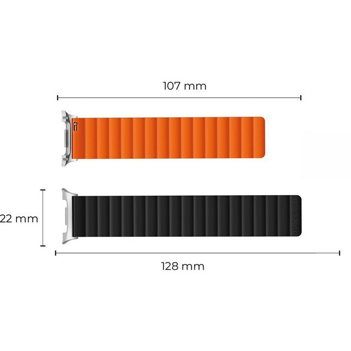 Silikonband für Galaxy Watch 8 40 / 44 / 46 mm Mobile Origin Easy Strap, Schwarz, Orange