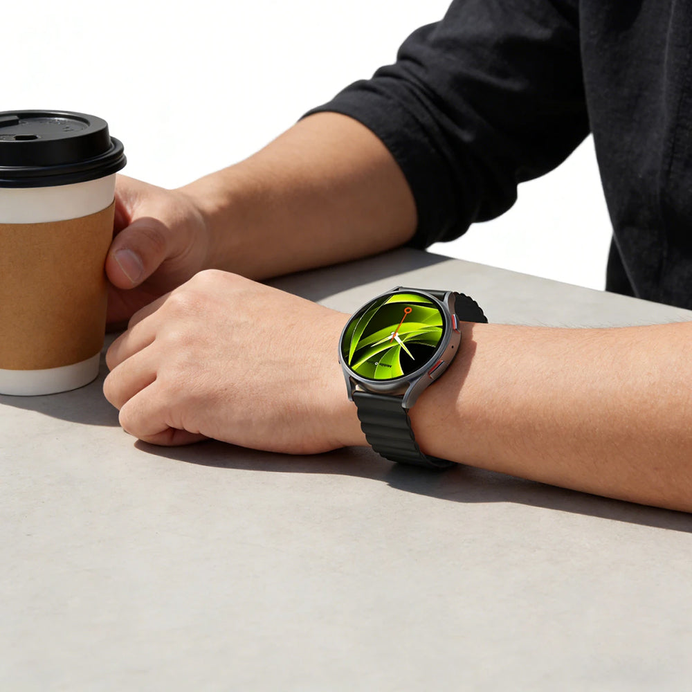 Silikon Armband für Smartwatch mit Magnetverschluss, Quick Release 20mm, Mobile Origin Easy Strap Magnetic Watch, Schwarz