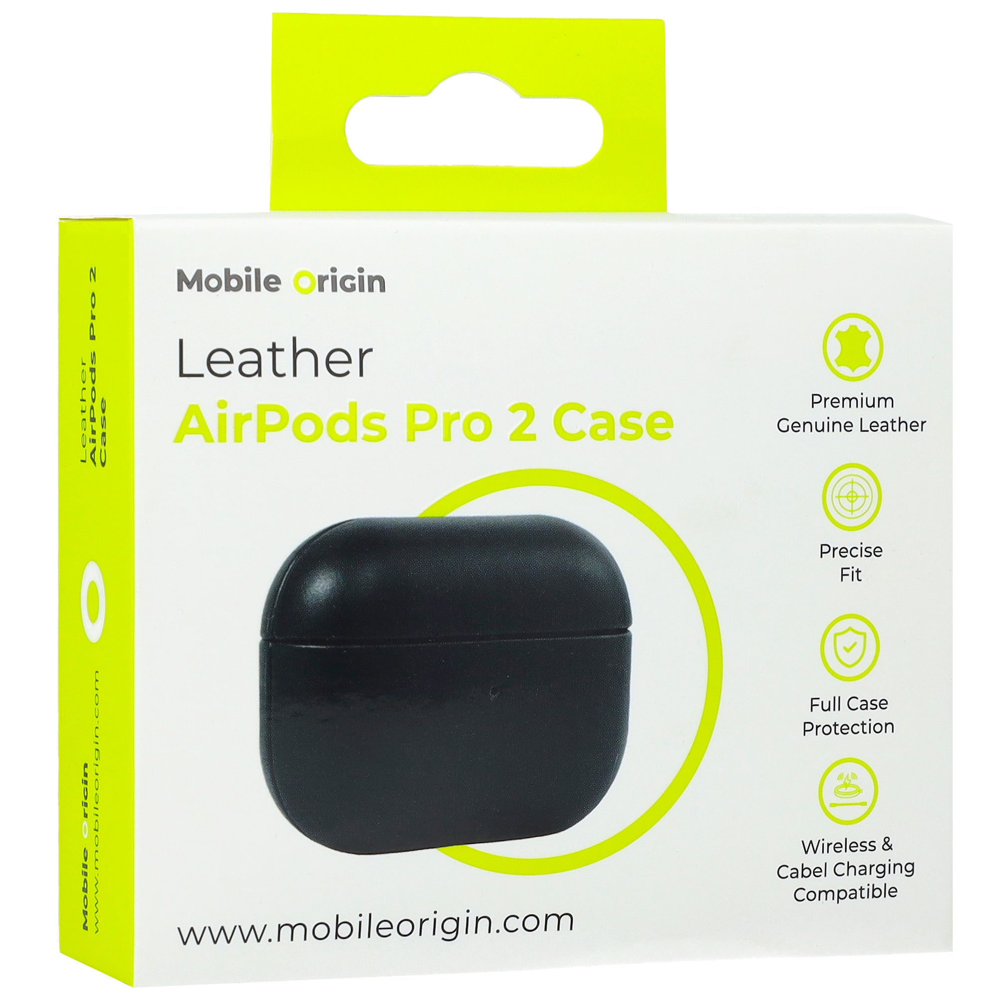 Hülle für AirPods Pro 2, Mobile Origin Leather Case, Schwarz
