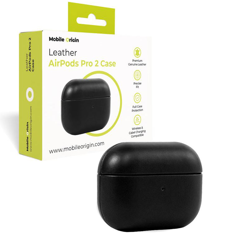 Hülle für AirPods Pro 2, Mobile Origin Leather Case, Schwarz