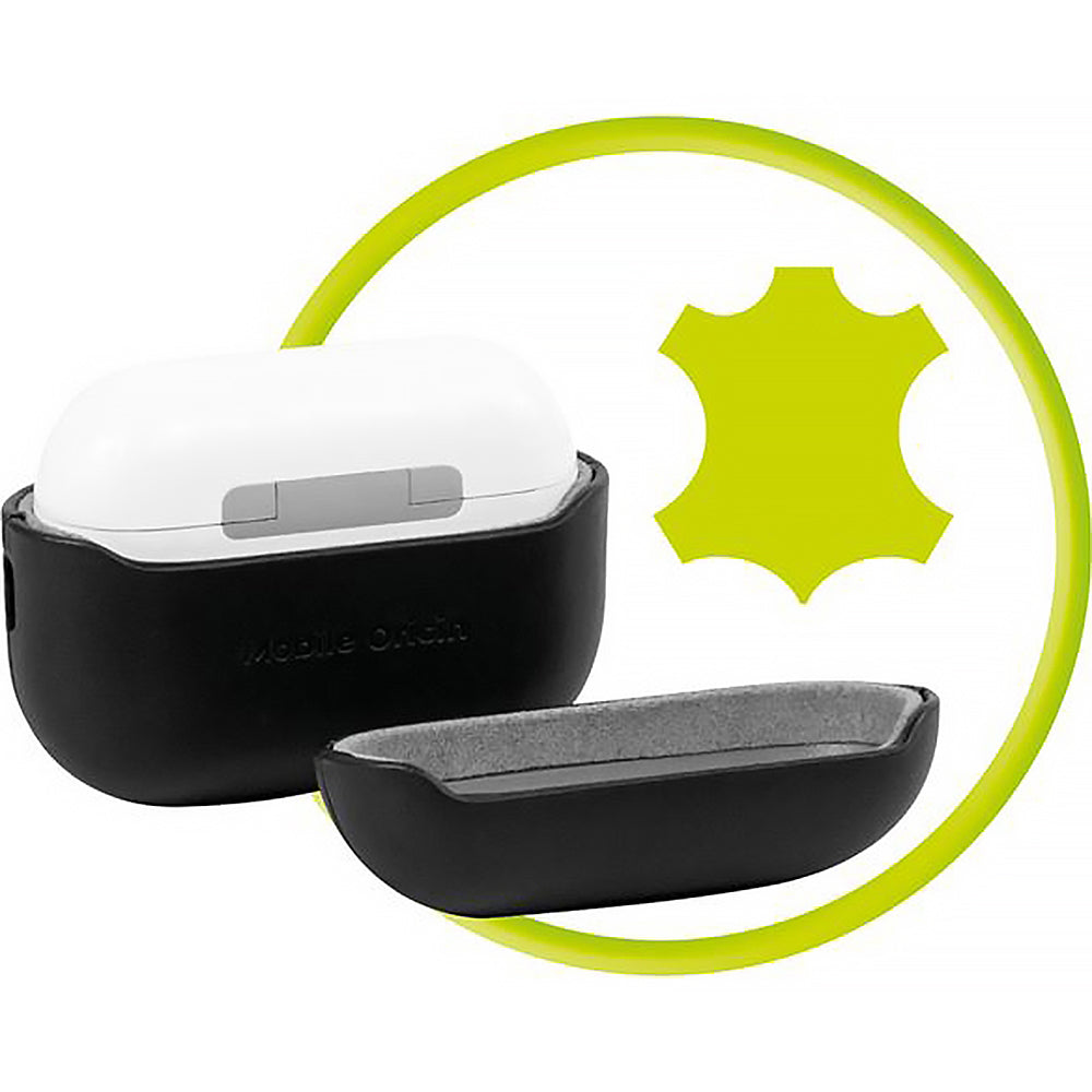 Hülle für AirPods Pro 2, Mobile Origin Leather Case, Schwarz
