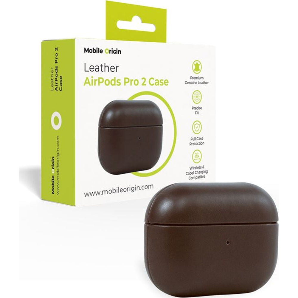 Hülle für AirPods Pro 2, Mobile Origin Leather Case, Braun