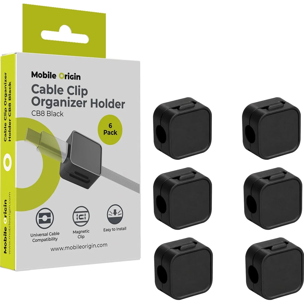Magnetische Kabelorganizer, Mobile Origin CB8, 6 Stück, Schwarz