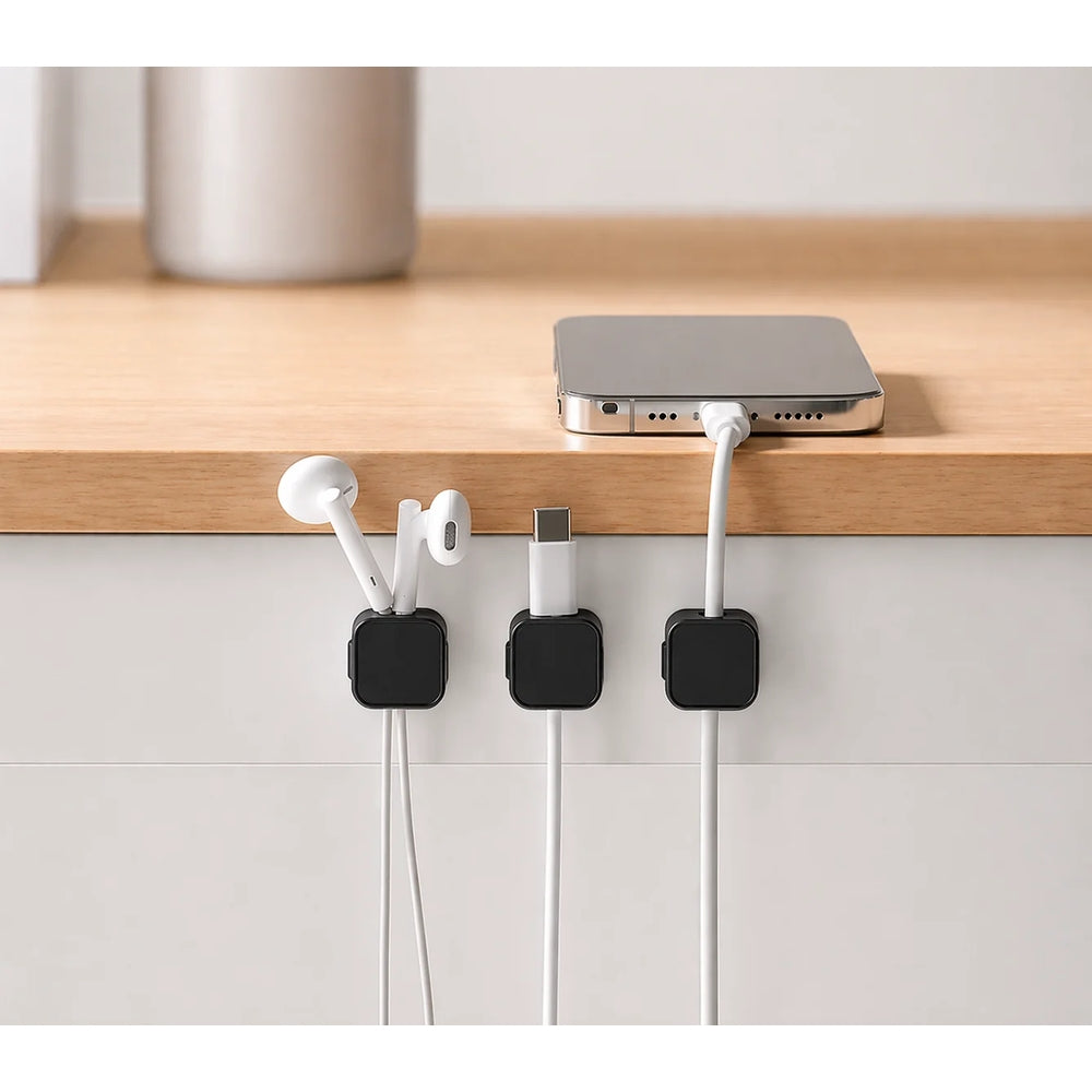 Magnetische Kabelorganizer, Mobile Origin CB8, 6 Stück, Schwarz