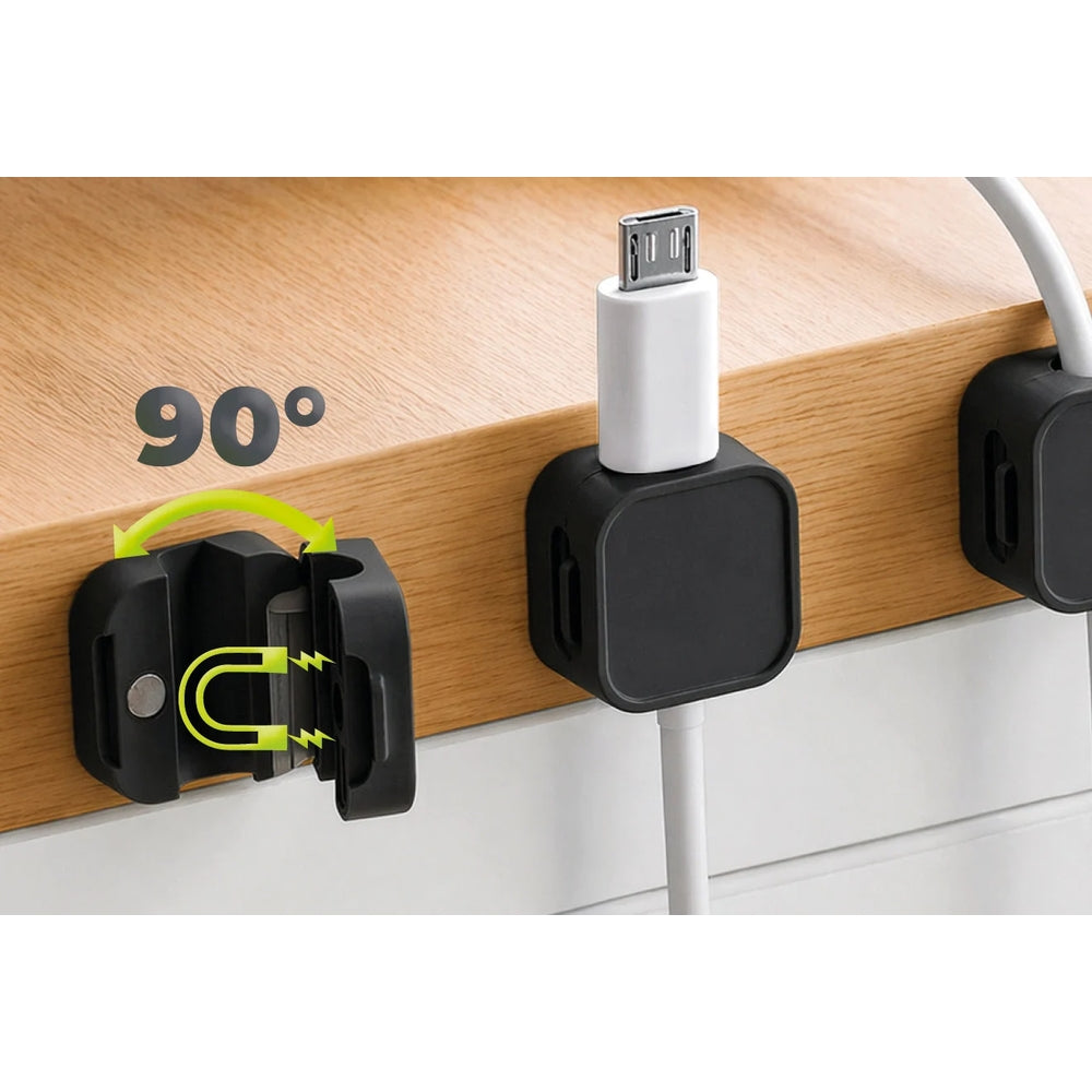 Magnetische Kabelorganizer, Mobile Origin CB8, 6 Stück, Schwarz