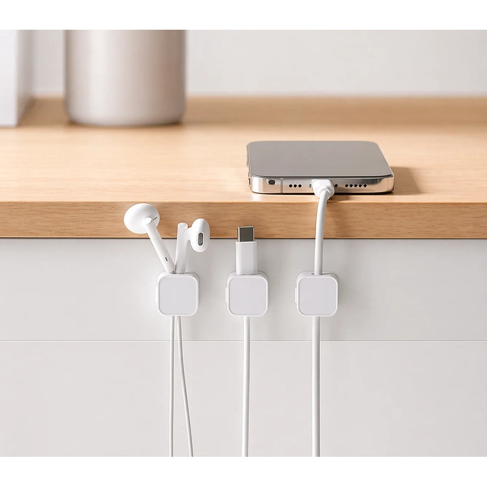 Magnetische Kabelorganizer, Mobile Origin CB8, 6 Stück, Weiß