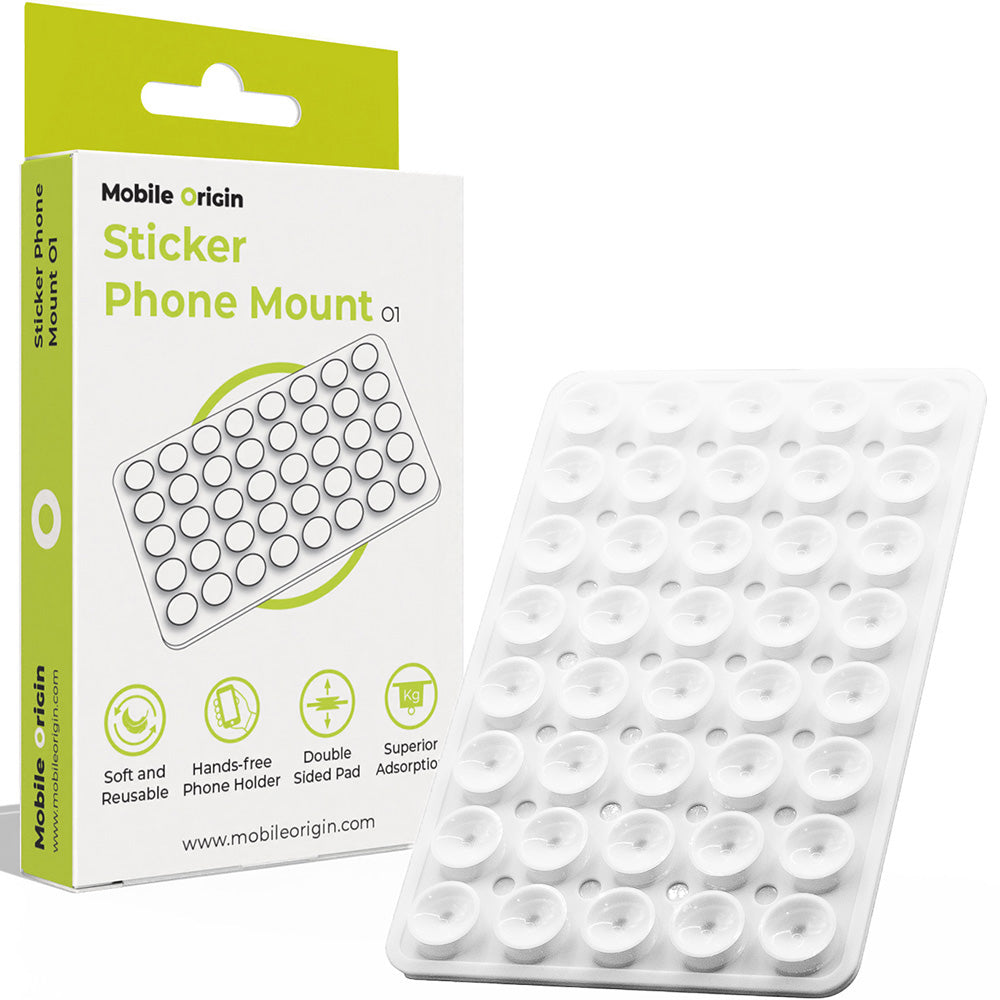 Telefonhalter mit Saugnapf, Mobile Origin Sticker Phone Mount O1, Durchscheinend-Weiß