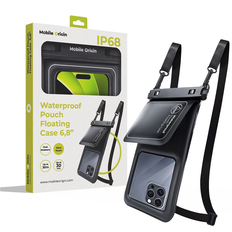 Wasserdichte Hülle Mobile Origin IP68 Waterproof Floating Case für Smartphones bis max. 6,8", Schwarz