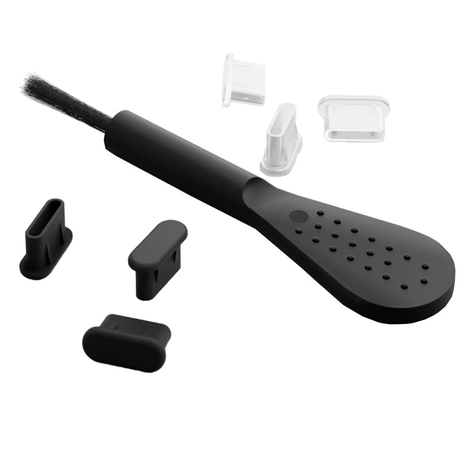 Ladeport-Abdeckung, Mobile Origin USB-C Dust Plug & Cleaning Brush, für Geräte mit Typ-C-Anschluss, Schwarz, Transparent 6 Stück