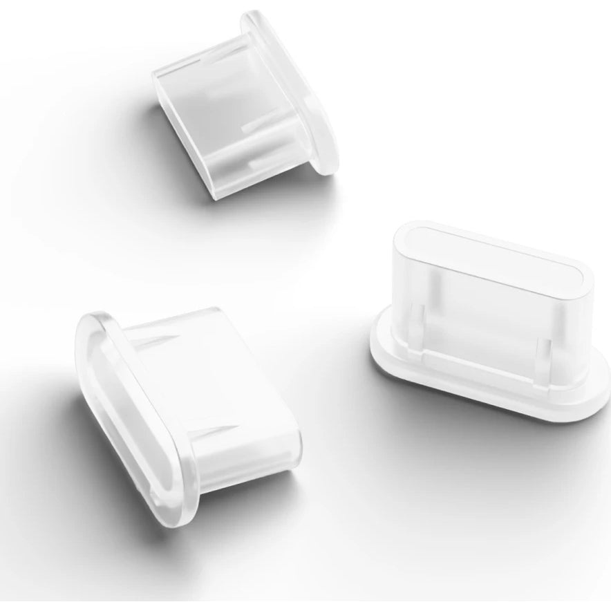 Ladeport-Abdeckung, Mobile Origin USB-C Dust Plug & Cleaning Brush, für Geräte mit Typ-C-Anschluss, Schwarz, Transparent 6 Stück
