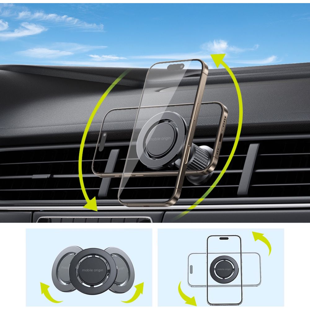 Magnetische Autohalterung für Lüftungsschlitze mit MagSafe, Mobile Origin MO9, Schwarz