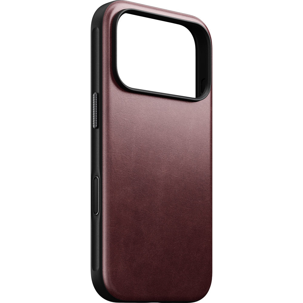 Handyhülle aus Naturleder für iPhone 18 Pro / 17 Pro, Nomad Modern Leather Case Horween Series mit MagSafe, Dunkelrot (1/9)